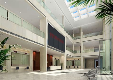 办公楼大厅设计案例效果图 - 办公空间 - 装饰设计景观设计设计作品案例