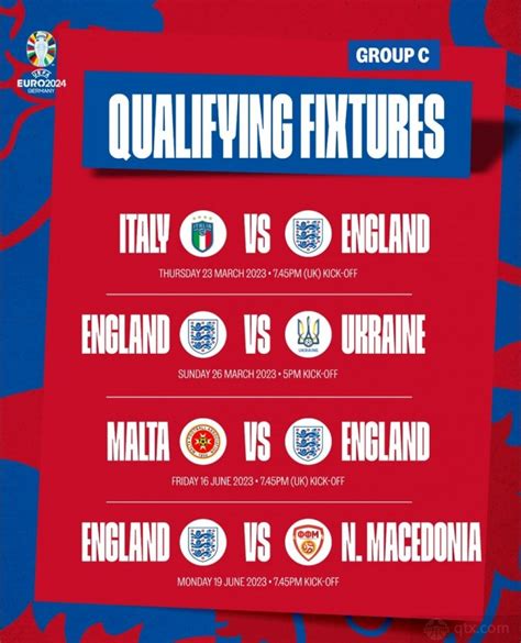 英格兰欧洲杯预选赛赛程完整表 2023年3月和10月对阵意大利_球天下体育