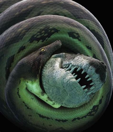 恐龙战争：泰坦巨蟒pk史前巨鳄，鳄鱼被泰坦巨蟒吞了