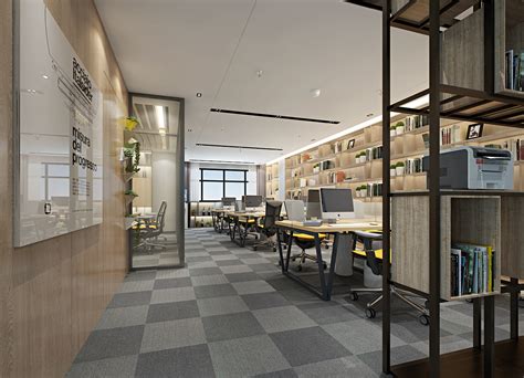 现代简约办公室工作室装修设计效果图|空间|室内设计|品艺装饰 - 原创作品 - 站酷 (ZCOOL)