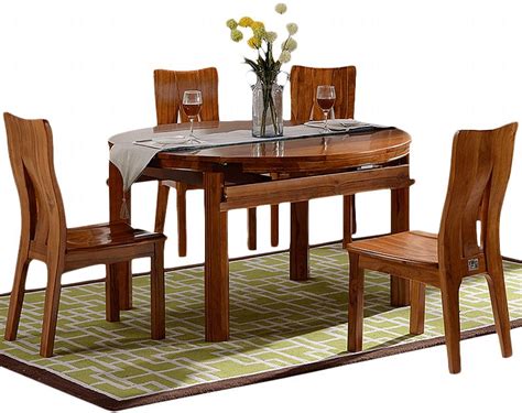 宅家柚木餐桌实木折叠餐桌圆形小户型餐桌现代简约6人中式餐桌椅-美间设计