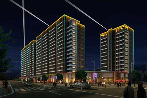 万兴一品售楼部楼宇亮化 - 工程案例 - 四川欧利普照明科技开发有限公司