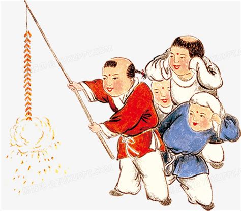 中国过年儿童放鞭炮PNG图片素材下载_鞭炮PNG_熊猫办公
