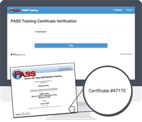 New Certificate Verification Function — PASS Training & Compliance