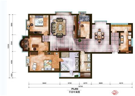 200平米以下别墅四室二厅户型图_别墅设计图