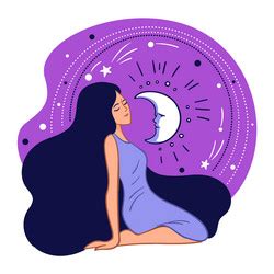 Calm and relaxed woman with moon and moonshine Vector Image