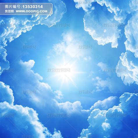 蓝天白云和太阳高清摄影大图-千库网