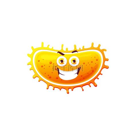 带有笑脸的卡通病毒细胞载体图标、愤怒的细菌或细菌特征。素材图片免费下载-千库网