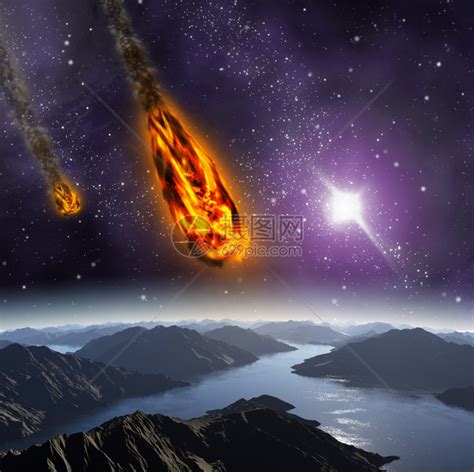 小行星对宇宙中行星的攻击流星撞插画图片下载-正版图片503351061-摄图网