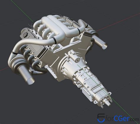 Twin Turbo V8 Engine引擎工业产品模型 - forCGer - 三维数字化设计分享平台