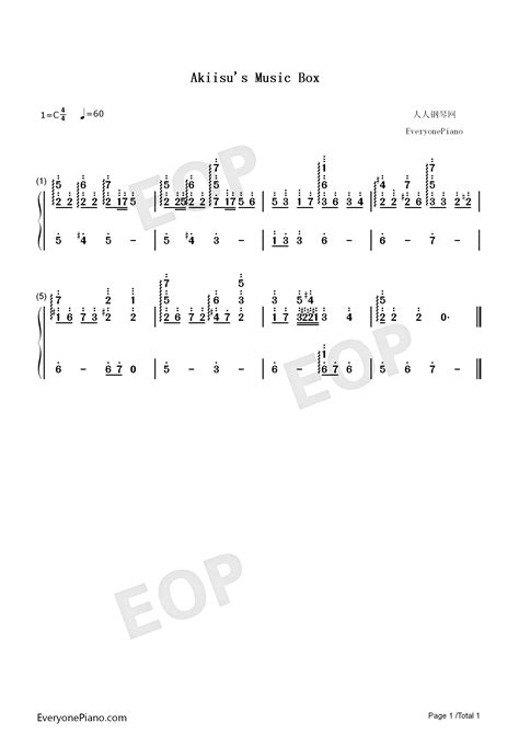 Akiisus Music Box-海贼王剧场版OST双手简谱预览1-钢琴谱文件（五线谱、双手简谱、数字谱、Midi、PDF）免费下载