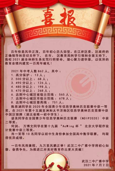 2021年武汉二中广雅中考成绩升学率_小升初网
