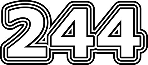 Number 244 vector font alphabet. Yellow 244 number with black ...