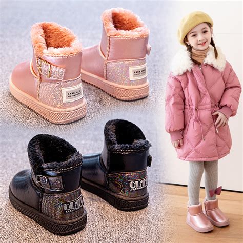 外贸女童雪地靴冬季新款加厚加绒儿童冬鞋小孩棉靴子男童宝宝短靴-阿里巴巴