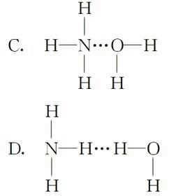 氨气溶于水时，大部分NH3与H2O以氢键(用“…”表示)结合形成NH3·H2O分子。根