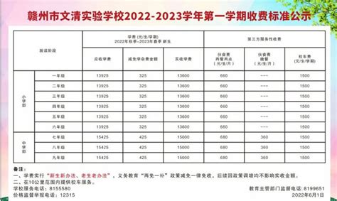 赣州市文清香江高级中学2023-2024学年收费标准公示 - 江西文钦教育产业集团