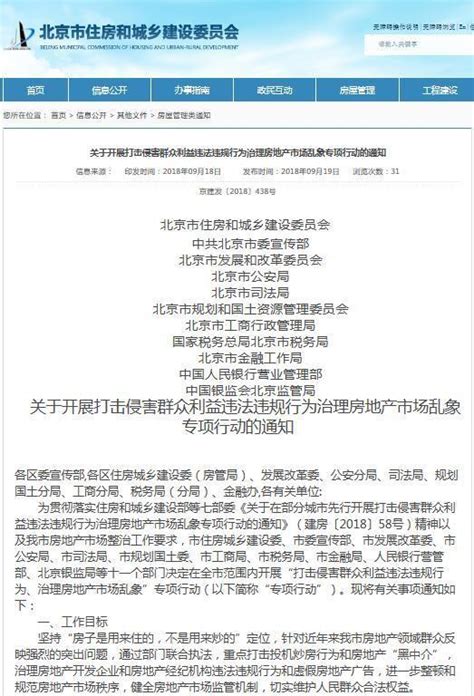 北京开展“打击侵害群众利益违法违规行为、治理房地产市场乱象”专项行动 | 每经网
