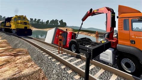 模拟火车事故，可乐小货车在配送途中翻车卡在铁轨边，车祸模拟器
