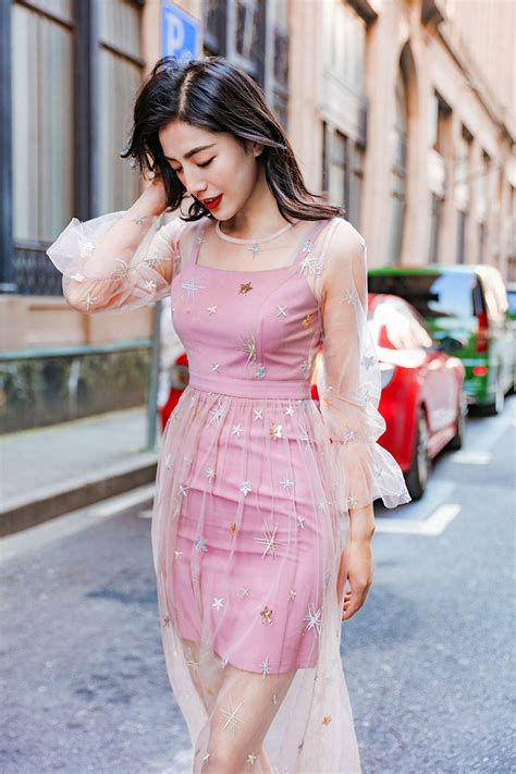 L1629夏季新款时尚女裙 甜美粉色轻薄防晒纱裙仙女裙两件套连衣裙-阿里巴巴