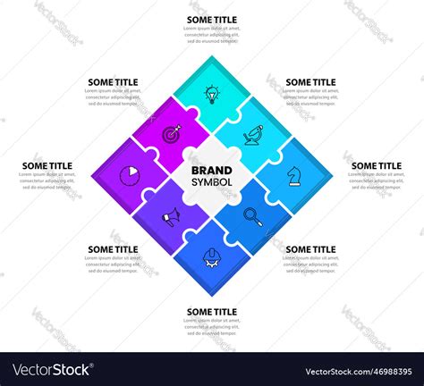 Infographic template puzzle with 8 steps and icons