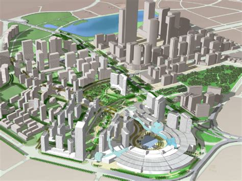 中央CBD商务区与高层住宅楼设计sketchup模型 - SketchUp模型库 - 毕马汇 Nbimer