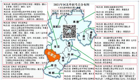 关注！2021年河北省高职高专单招考试考点分布图