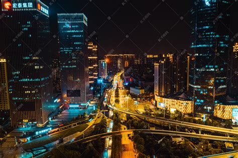 武汉城市夜景金融街全景高清图片下载-正版图片500588269-摄图网