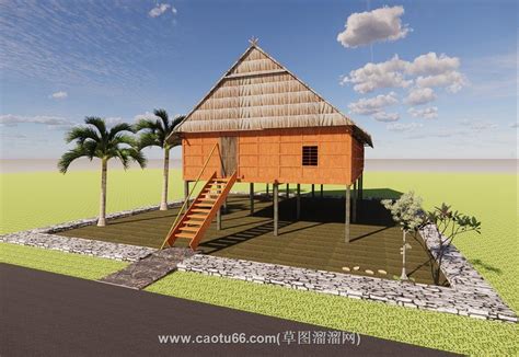 东南亚高脚屋木房子SU素材免费下载(ID37967)_su模型_免费SU模型