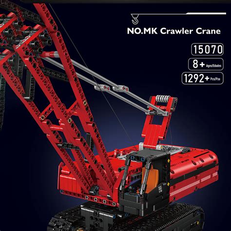 MOULD KING 15070 Motor Red Crawler Crane with 1292 Pieces | MOULD KING