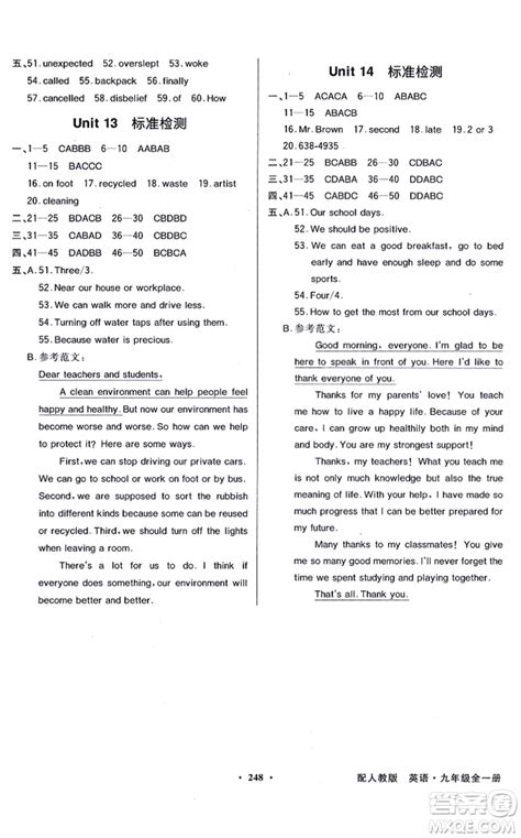 新世纪出版社2021同步导学与优化训练九年级英语全一册人教版答案 _答案圈