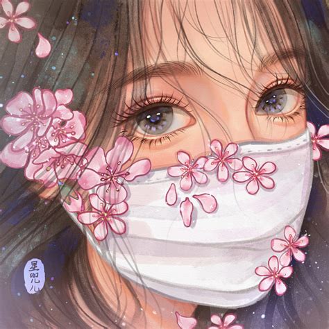 古风头像带口罩女生动漫