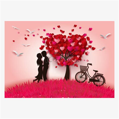 两个迷恋爱情树下素材图片免费下载-千库网