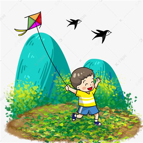 立春放风筝的小男孩素材图片免费下载-千库网
