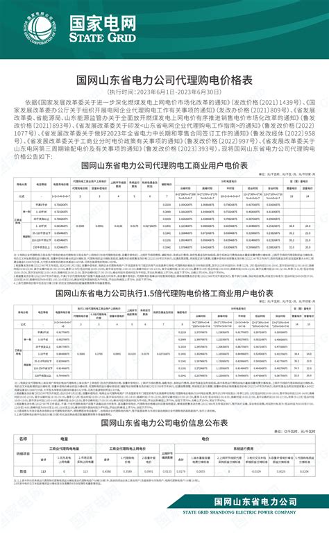 济宁高新区管委会 获得电力 国网山东省电力公司代理购电价格公告（2023年6月）