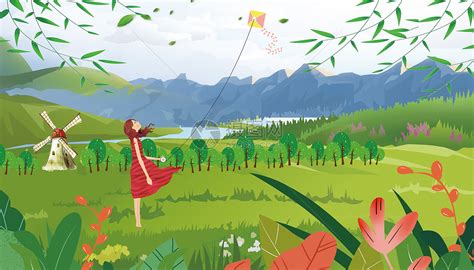 春游放风筝的小孩素材图片免费下载-千库网
