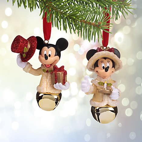 Disney Parks Mickey and Minnie Christmas Jingle Bells Ornament New With ...