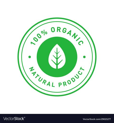 Organic 100 percent natural product green circle Vector Image