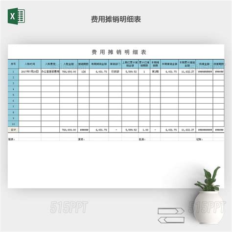 2021年资产摊销表-Excel表格-办图网