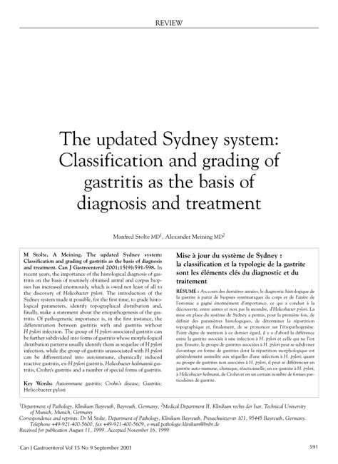 (PDF) The Updated Sydney System: Classification and Grading of Gastritis as the Basis of ...