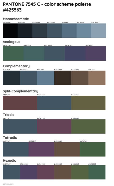 PANTONE 7545 C color palettes and color scheme combinations - colorxs.com