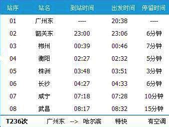 广州东～武昌T236次列车时刻表及各站到站时间- 广州本地宝