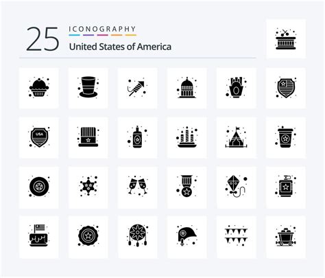 Usa 25 Solid Glyph icon pack including fries. chips. religion. usa ...