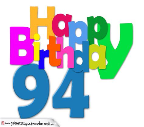 Happy birthday 94 year greeting card poster color Vector Image