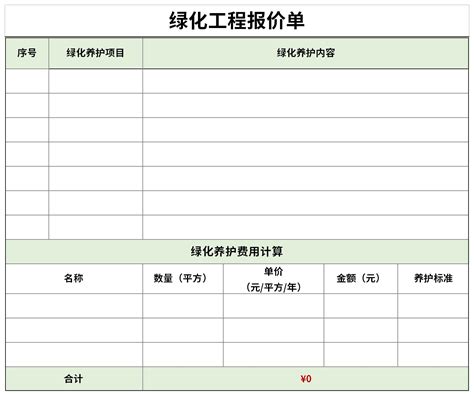 绿化工程报价单范本下载-绿化工程报价单范本excel表格式下载-华军软件园
