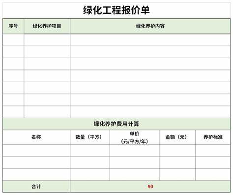 园林工程苗木报价表