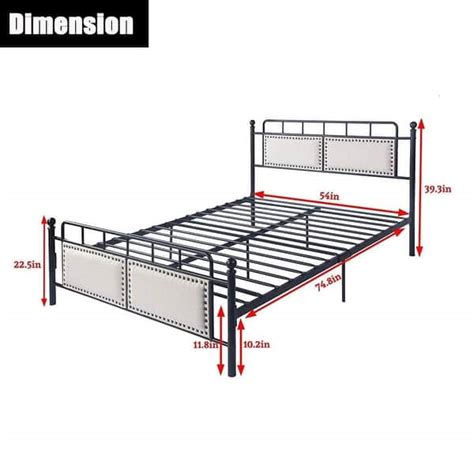 54" Modern Full Size Platform Bed with Frame, Black, 12inch - Bed Bath ...