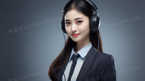 戴着耳机的客服小姐姐职业商务摄影图png格式图片下载_熊猫办公