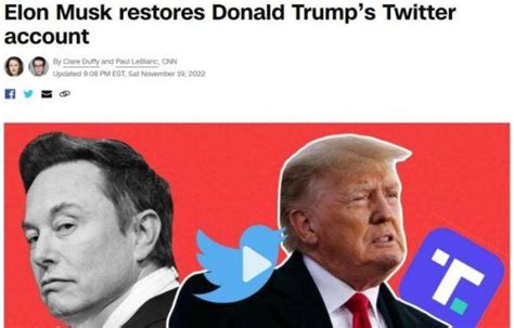 外媒：马斯克已恢复美国前总统特朗普推特账号_社交_平台_来源