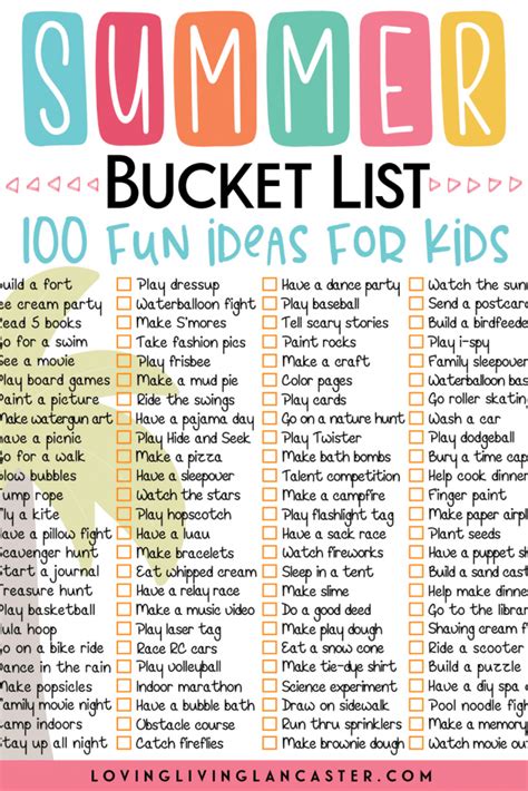 Printable Summer Bucket List - Printable Word Searches