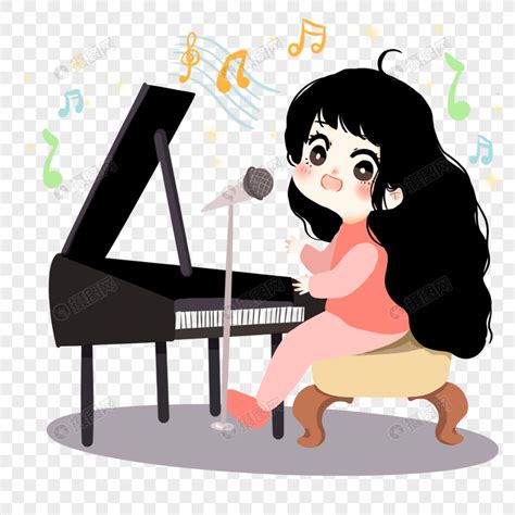 弹钢琴的小女孩元素素材下载-正版素材401283671-摄图网